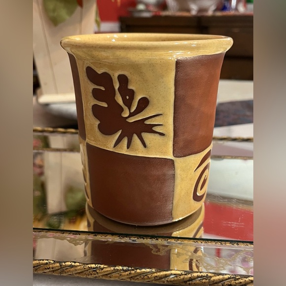 Handmade Caribou Pottery Coffee Mug Mix of Matte & Glazed w Primitive Design - Picture 4 of 13